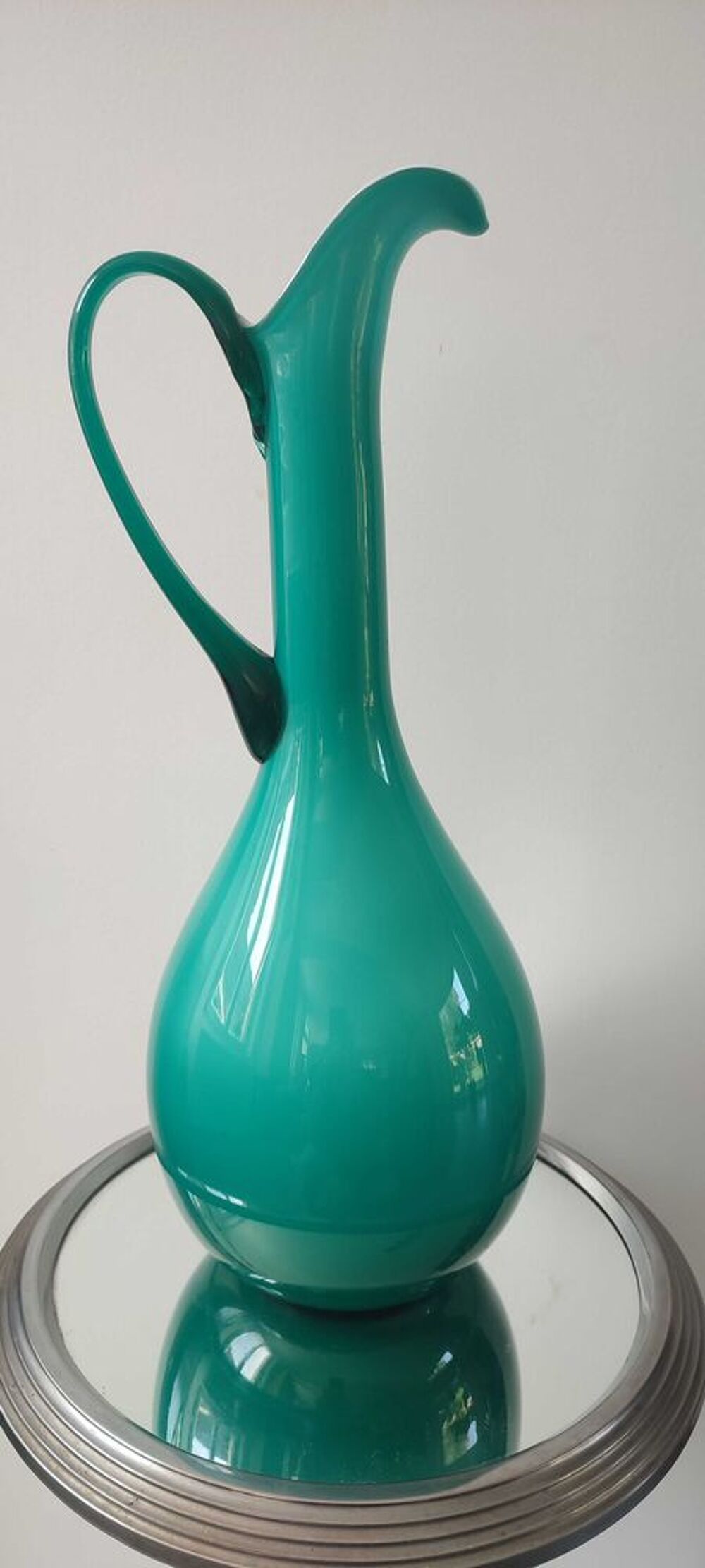 Grand vase-aigui&egrave;re vintage en verre doubl&eacute; Empoli (38 cm) 