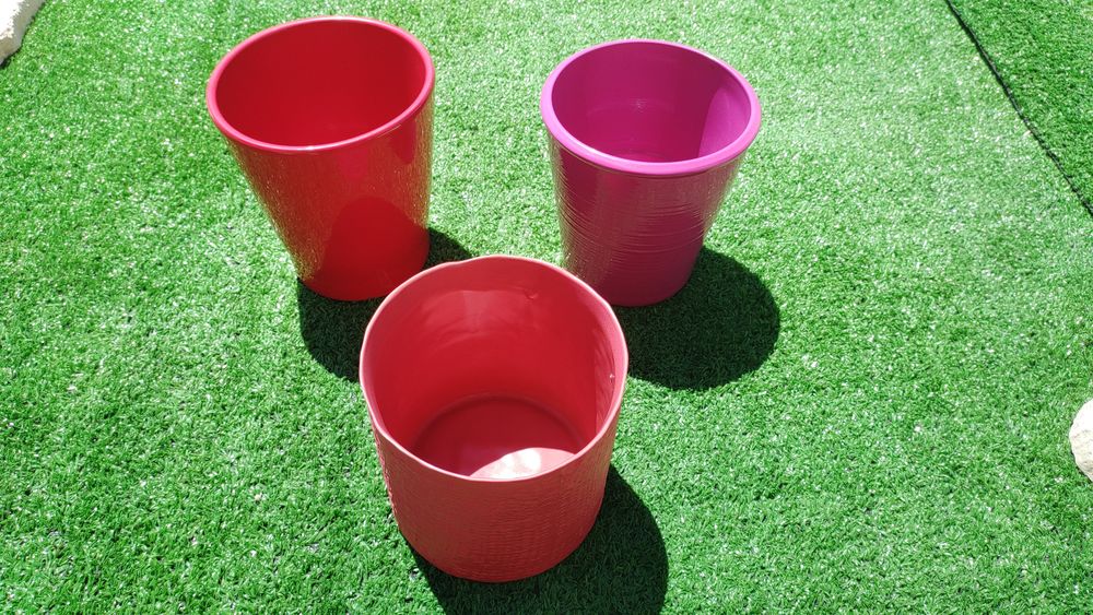 Lots de 3 Pots de Fleurs en Terre Cuite Jardin