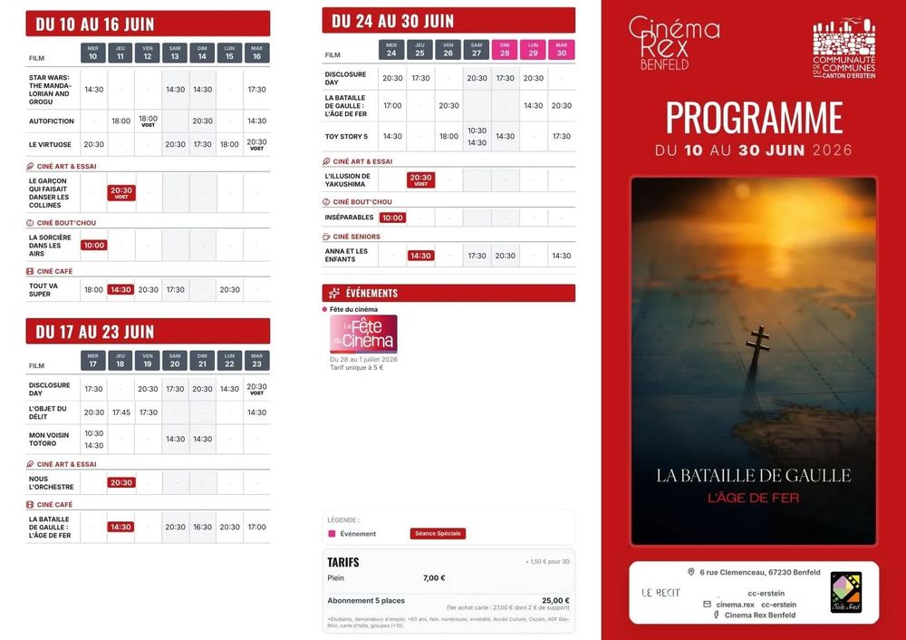 2 places de cin&eacute;ma au choix au cin&eacute;ma Rex de Benfeld Billetterie