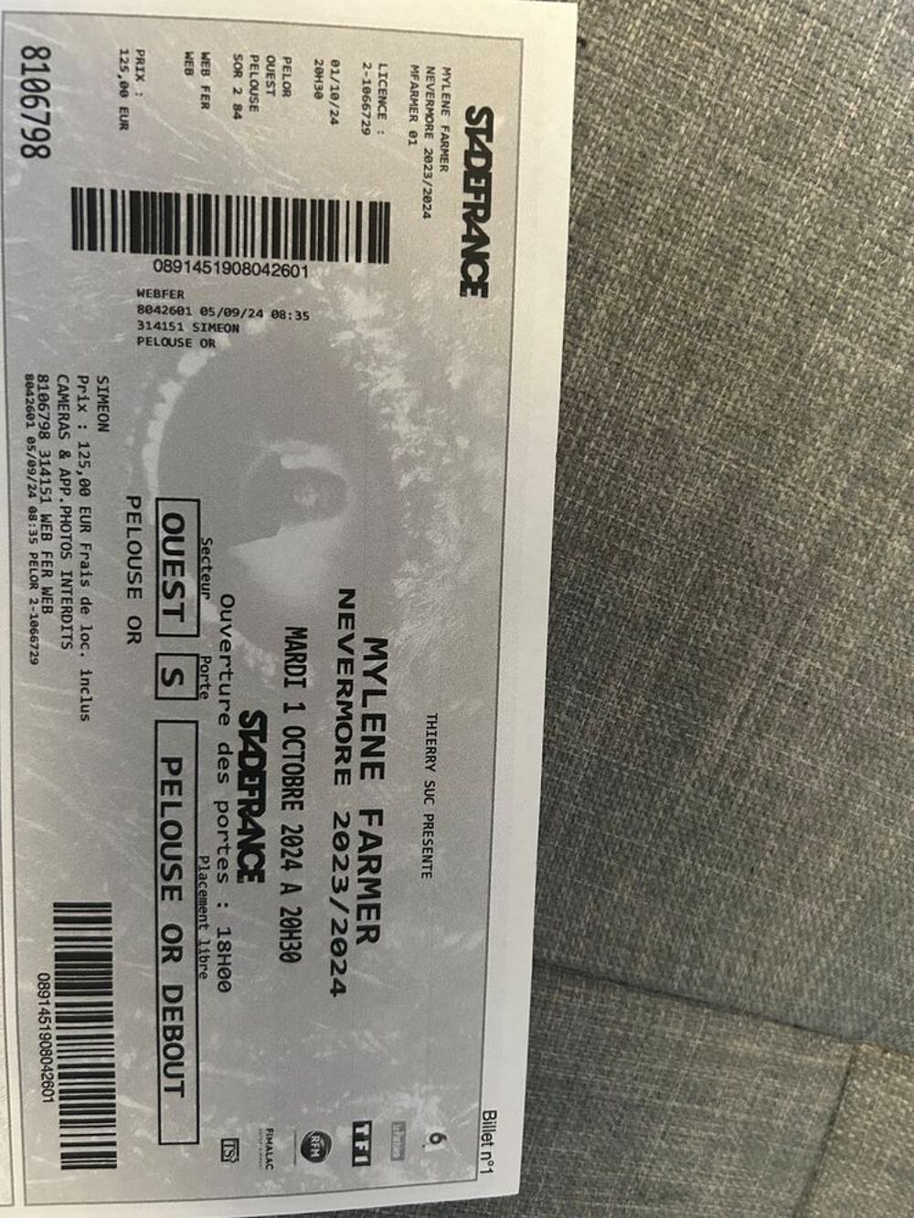 2 places Myl&egrave;ne Farmer stade de France le 1er octobre Billetterie