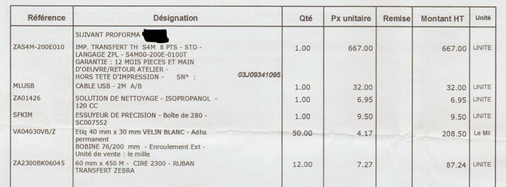 Imprimante &eacute;tiquette Zebra S4M Matériel informatique