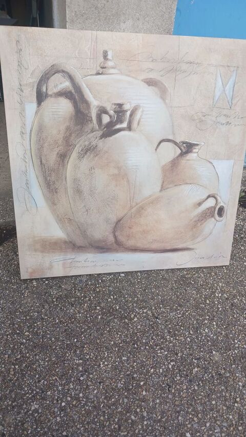 GRAND TABLEAU DÉCORATIF POTERIES ANCIENNES 88 × 88 CM à 25€ Servas (01)