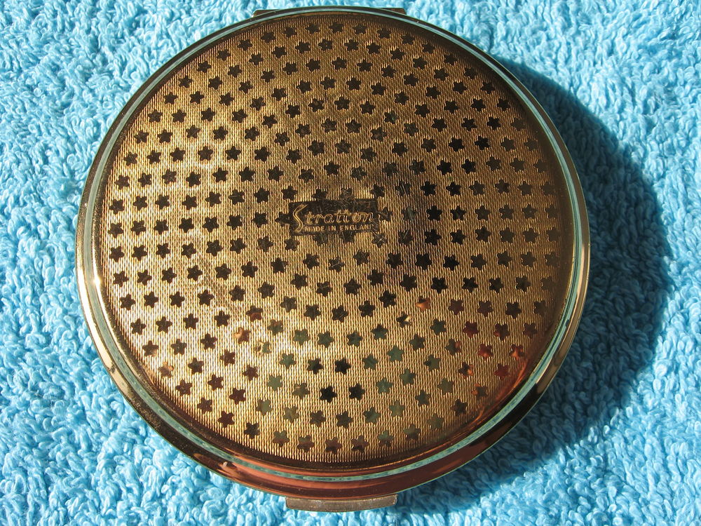 Poudrier De Sac Stratton Vintage - Métal Argenté Et Doré Avec Miroir - Bon état