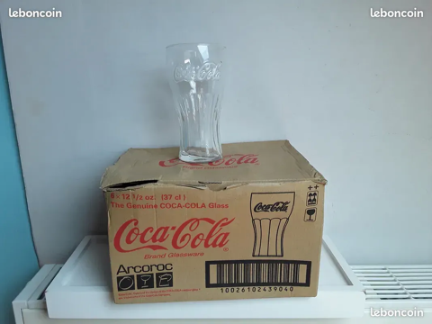 Un lot 6 verres coca cola vintage émaillé blanc relief 25 Gometz-la-Ville (91)