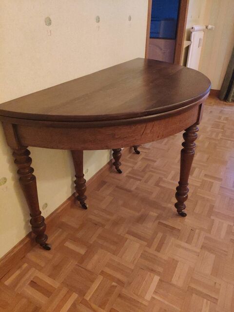 Table chêne ouvrante demi-lune parfait état 270 Bourges (18)