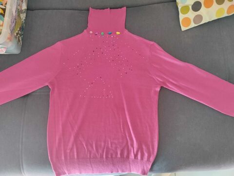 pull tissus  fin Col roul� rose 11 Sathonay-Camp (69)