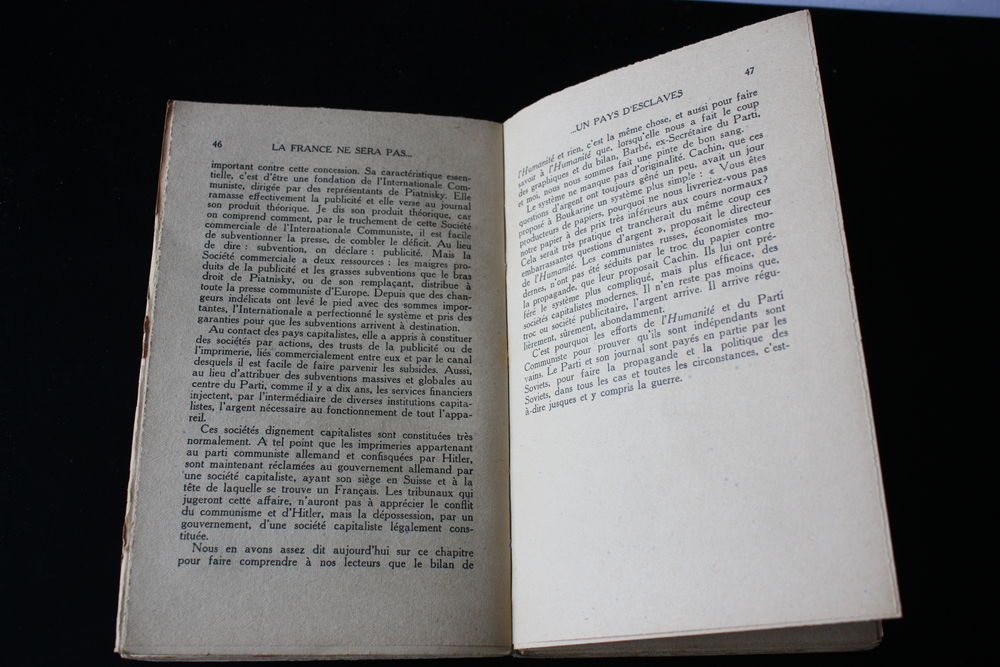 LA FRANCE NE SERA PAS UN PAYS D'ESCLAVES-JacquesDORIOT-1936 Livres et BD