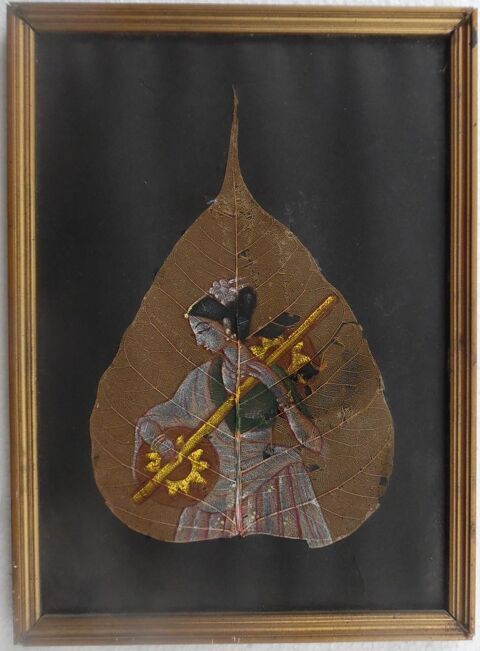 Trs jolies peintures sur feuilles de Pipal des Indes 15 Castries (34)