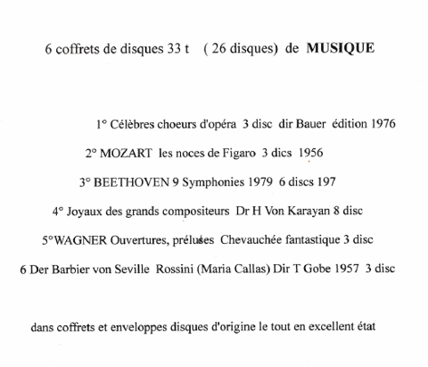 lot de 6 coffrets de disc 33t de musique classique  ( 26 dis Échassières (03)