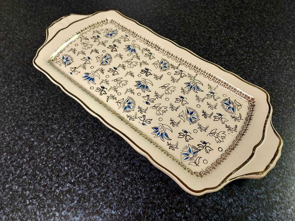 Beau plat rectangulaire fa&iuml;ence de LONGWY Cuisine