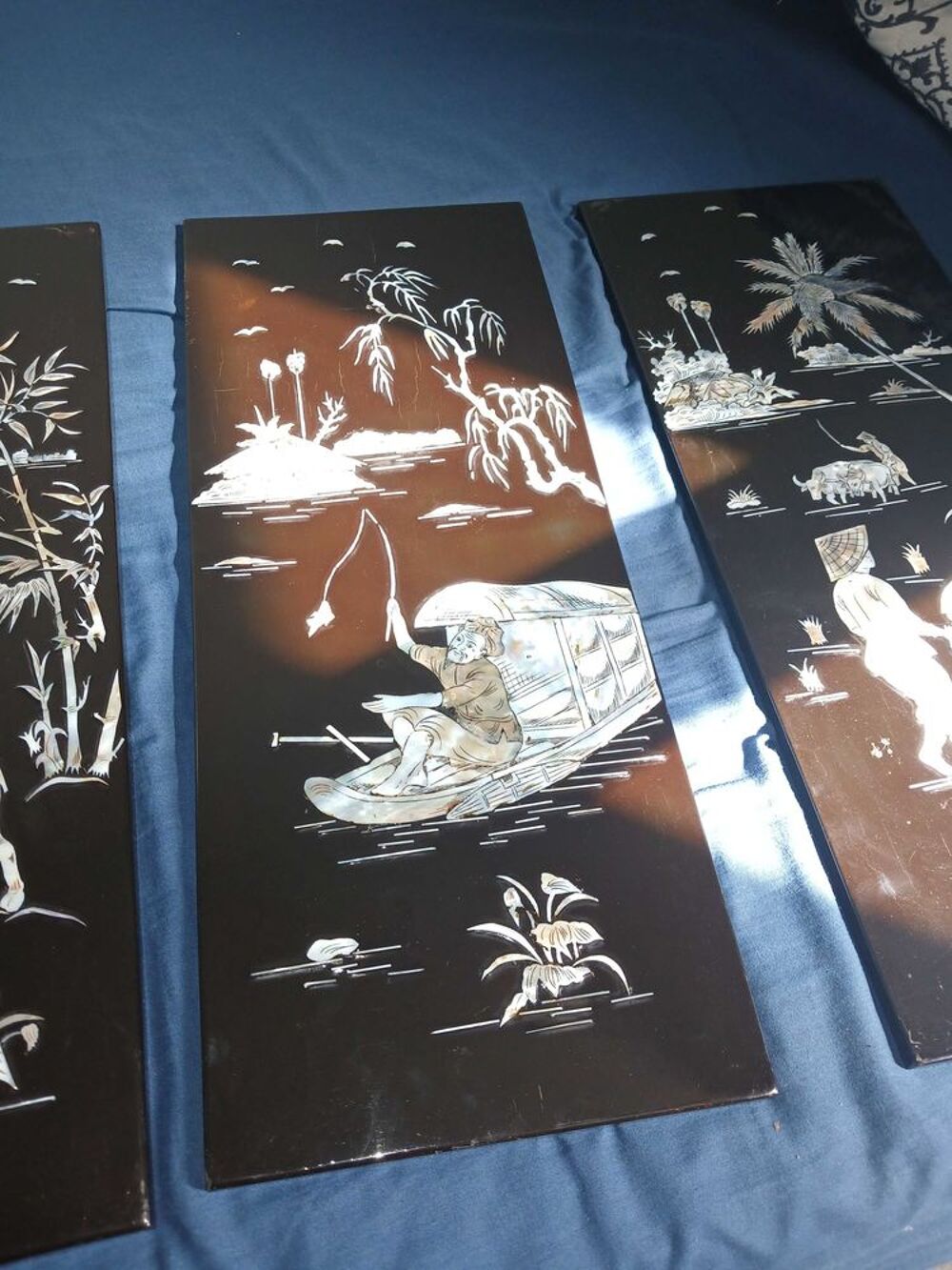 4 panneau d&eacute;coration asiatique tr&egrave;s bon &eacute;tat 