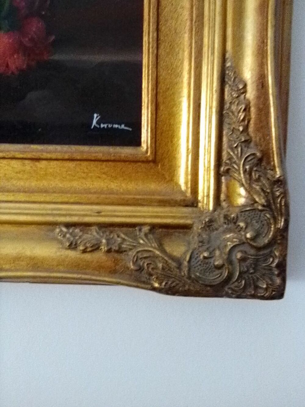 tableau huile sur bois sign&eacute; Meubles