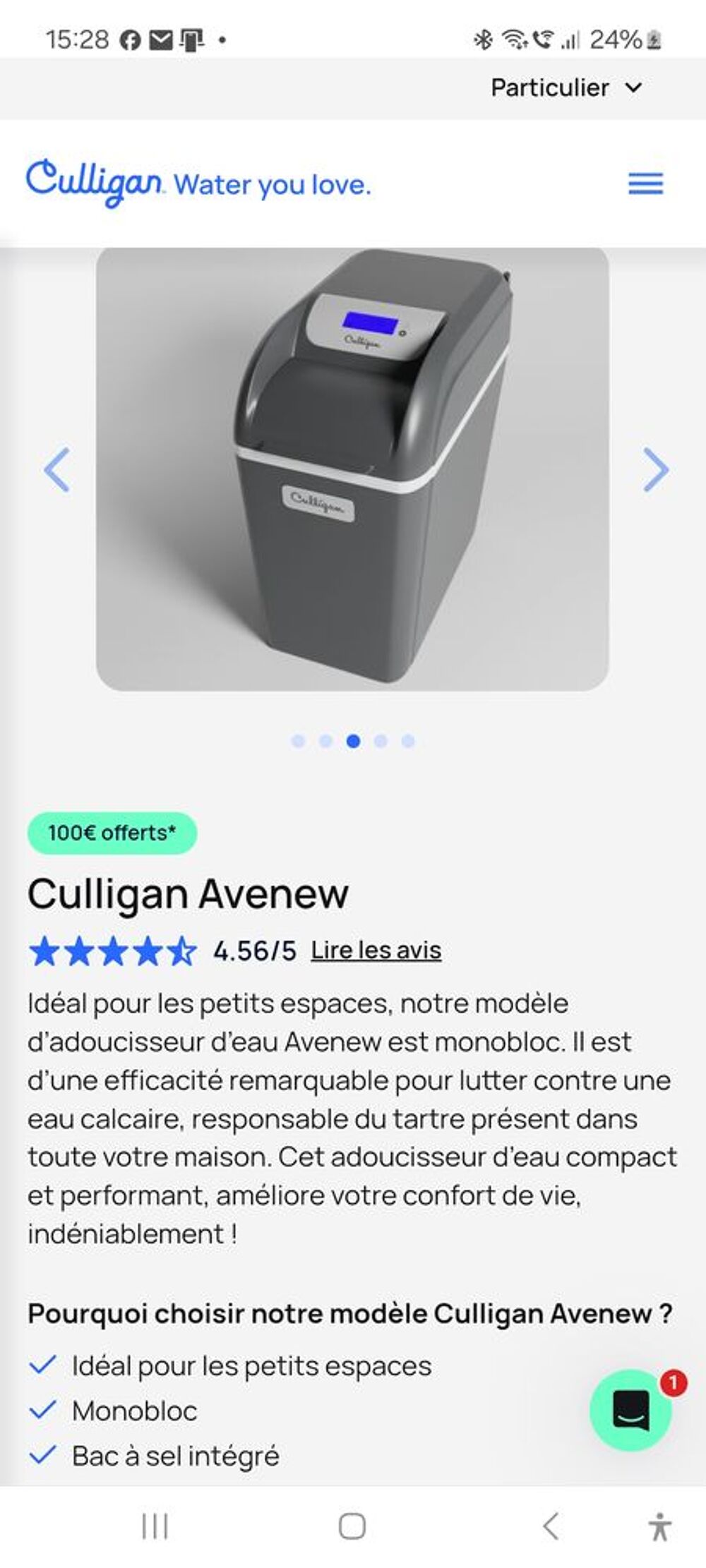 Adoucisseur d'eau Culligan Avenew 9 litres Electroménager