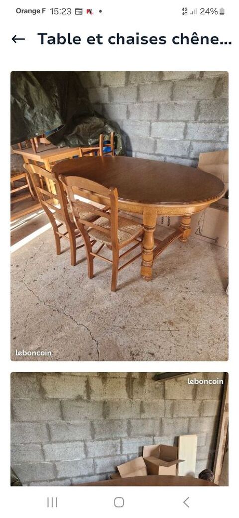 Table en ch�ne massif avec rallonge centrale 250 Saint-Pierre-du-Chemin (85)