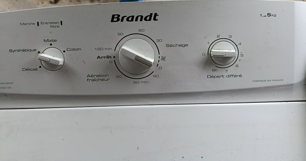S&egrave;che linge &agrave; &eacute;vacuation Brandt ETE6115F Electroménager