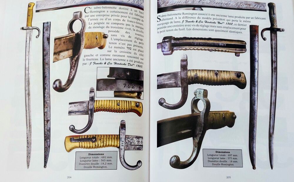Sabres ba&iuml;onnettes chassepot et Remington 