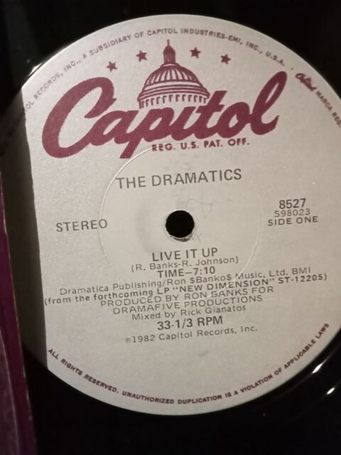 Maxi 45 Tours vinyle Funk de the dramatics:live it up 10 Millencourt-en-Ponthieu (80)