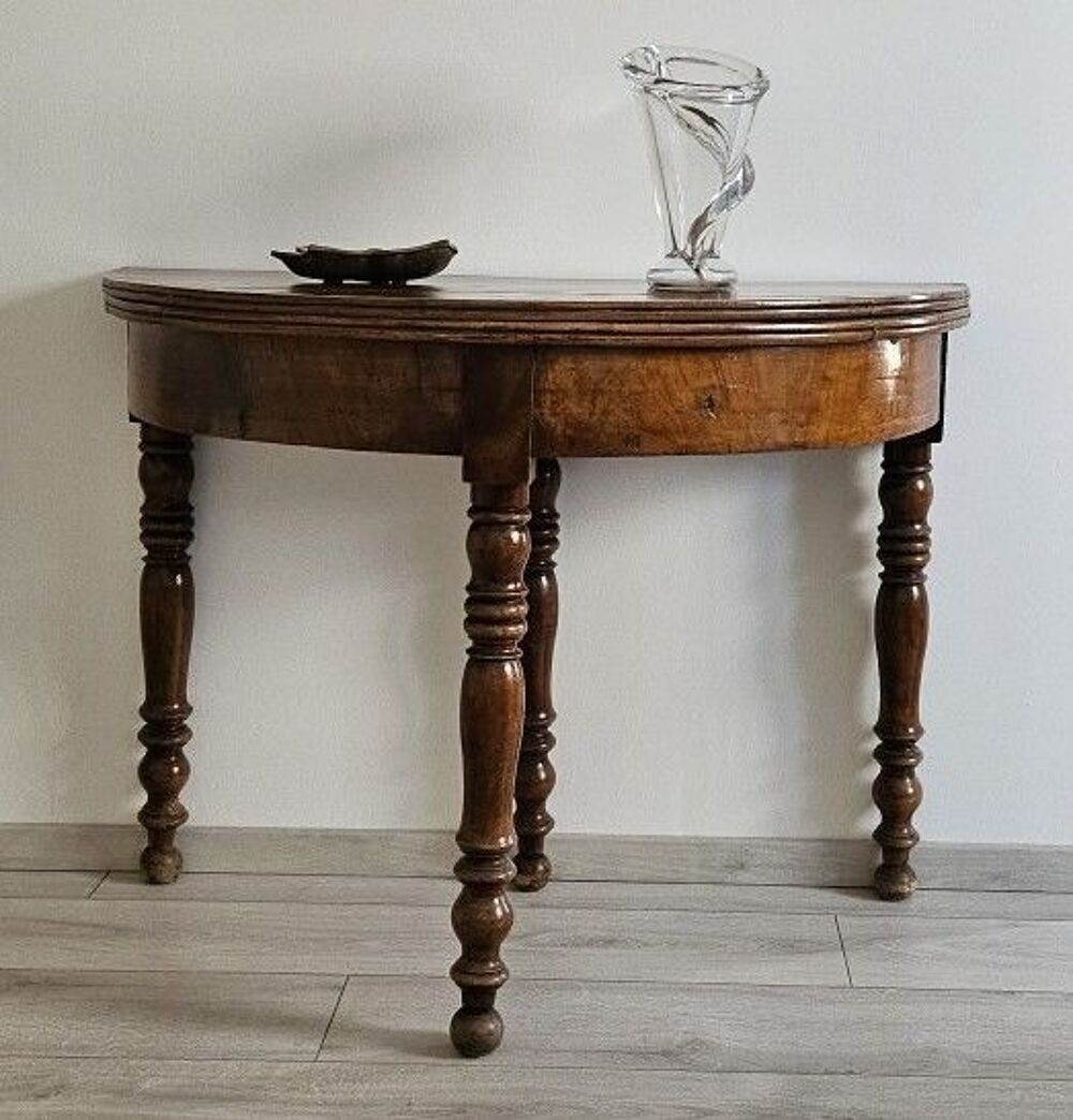 Ancienne table demi-lune en acajou massif Meubles