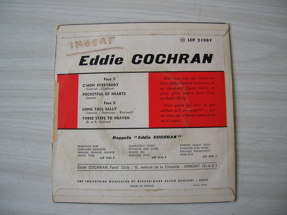 EP EDDIE COCHRAN C'MON EVERYBODY CD et vinyles