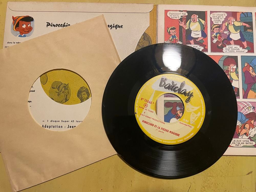 1957 Livre-disque MICKEY PINOCCHIO la pierre magique BARCLAY CD et vinyles