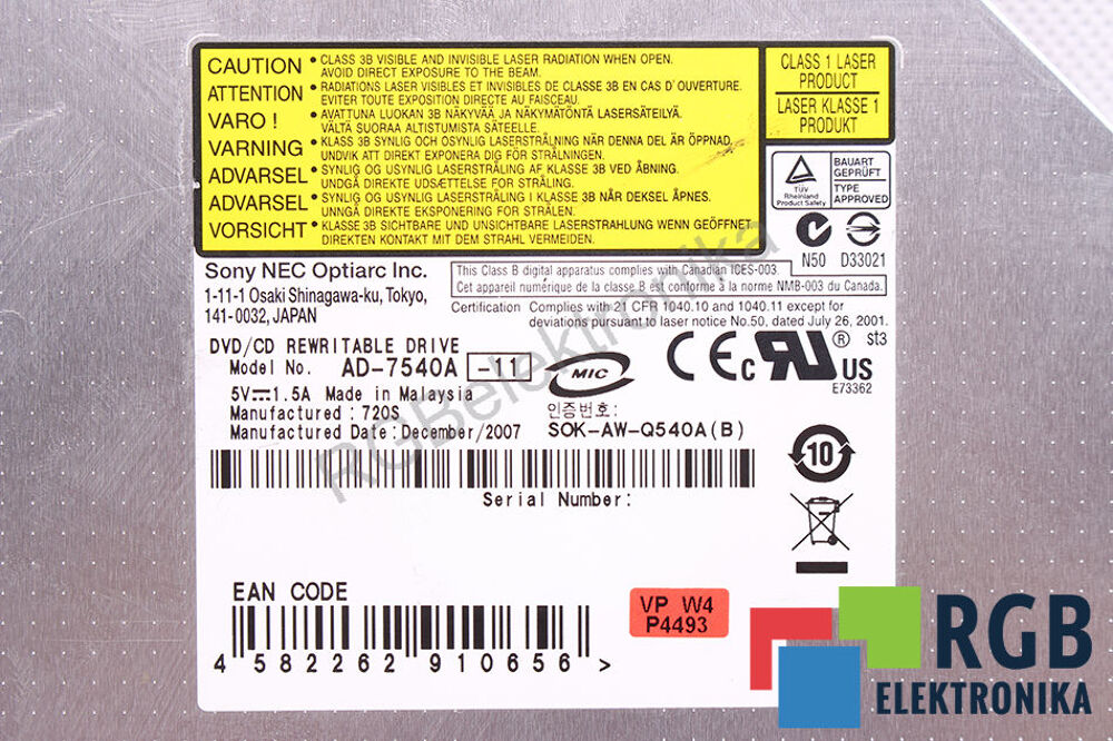 lecteur pc portable CD/DVP/REWR/table drive modele AD-7540A Matériel informatique