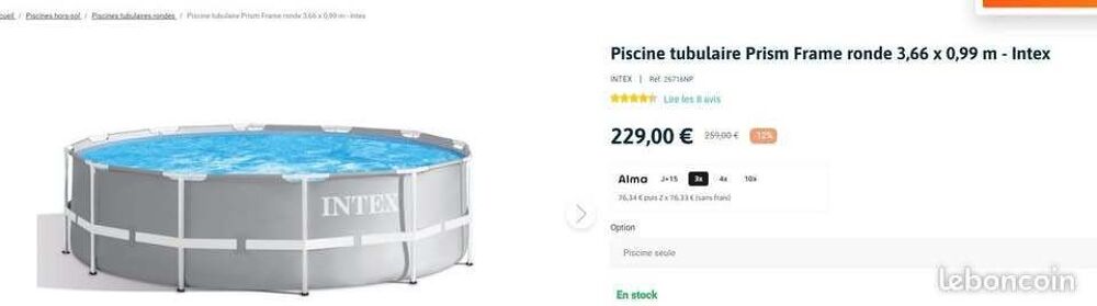 Piscine INTEX Prism 3.66x0,99 + pompe et filtre Jardin