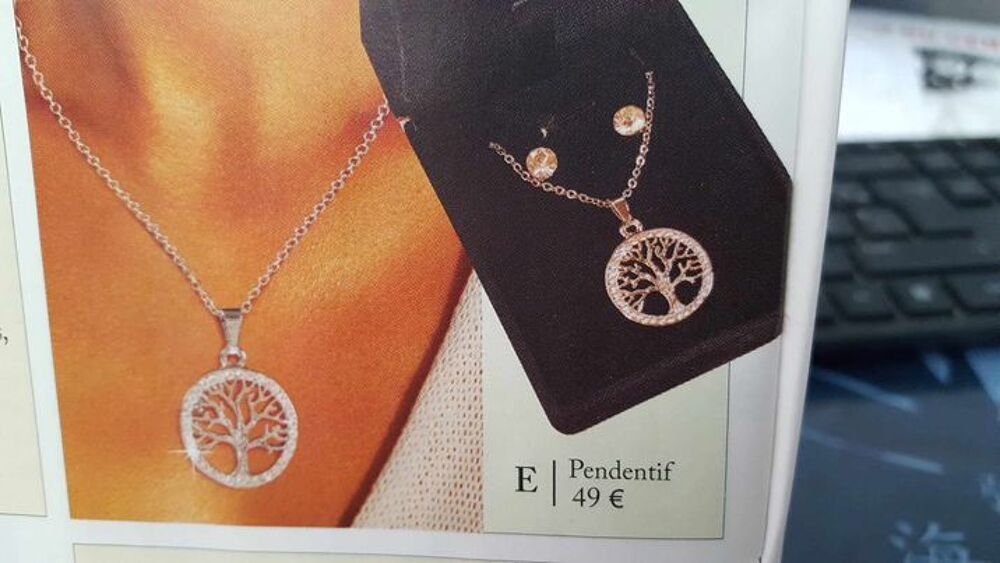 Collier arbre de vie et clous oreilles argent&eacute; N&deg;1378 Bijoux et montres