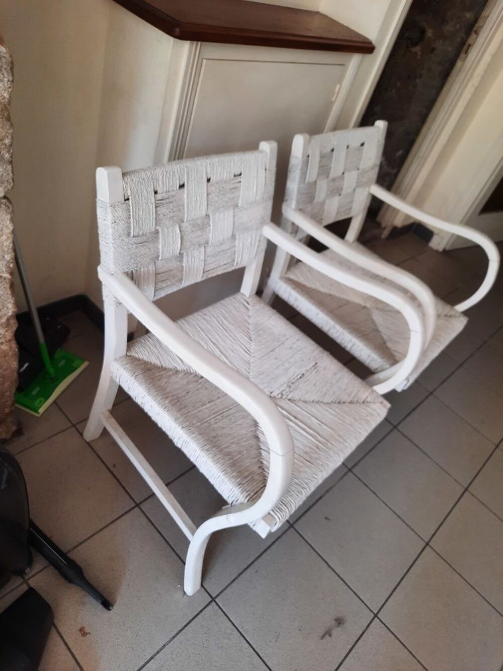 2 FAUTEUILS ANCIENS VROOM &amp; DREESMANN-HOLLANDE EN ROTIN-BOIS Meubles