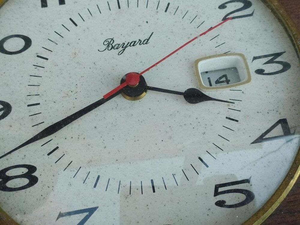 Pendule Murale Bayard Formica Style Bois Vintage 