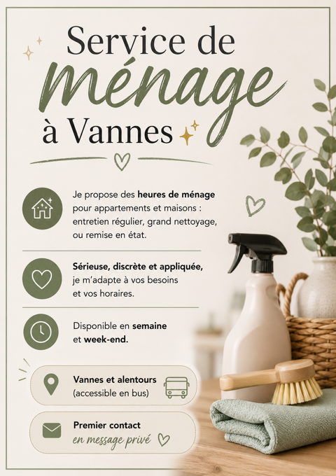 Service de m&eacute;nage &agrave; Vannes. 0 56000 Vannes