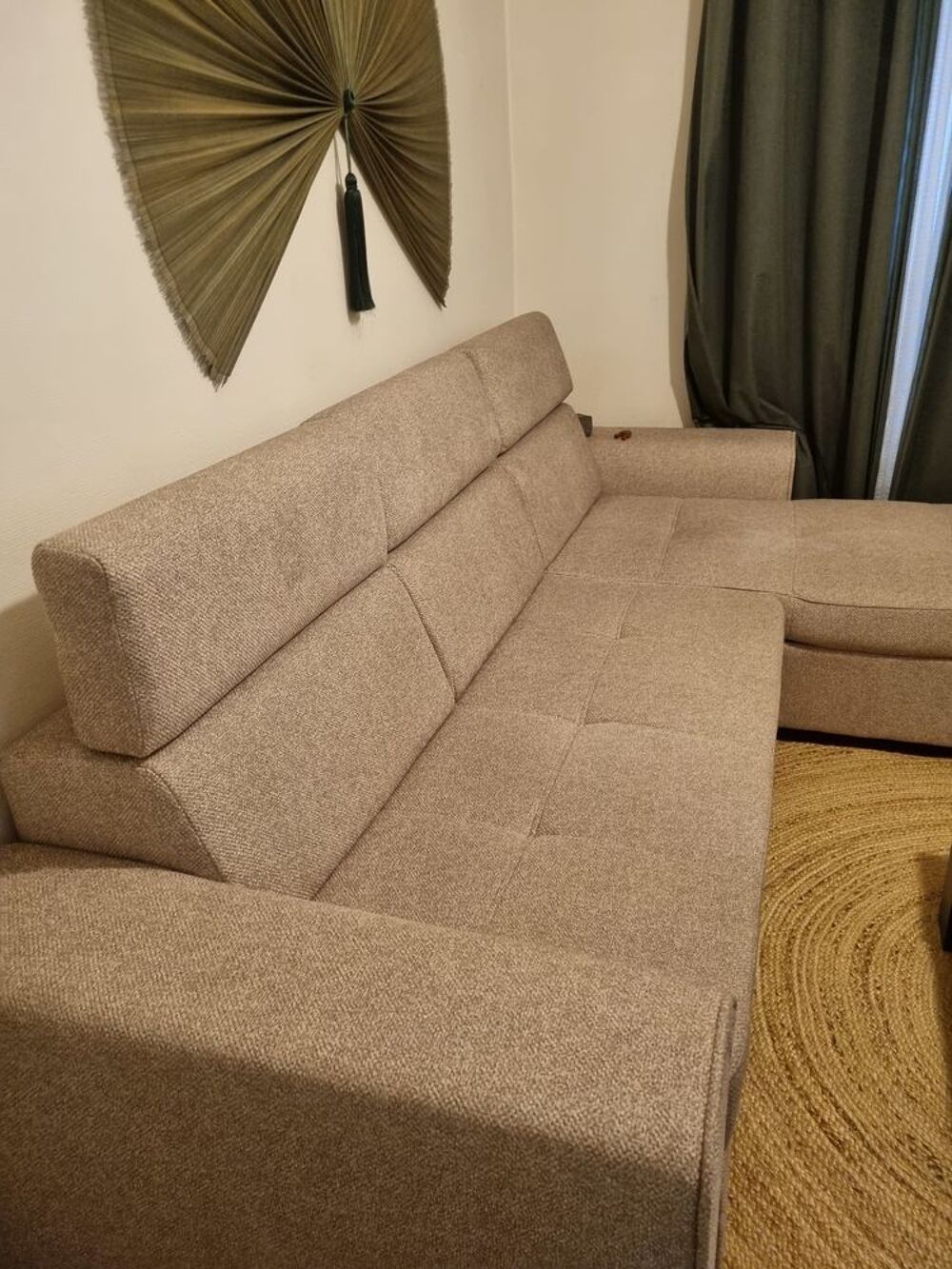 Canap&eacute; d'angle convertible beige Meubles