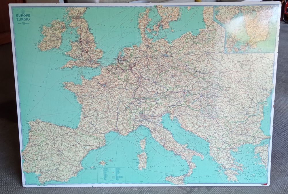 Carte Europe imprim&eacute;e sur support rigide - 1.30 m x 0.98 m Décoration