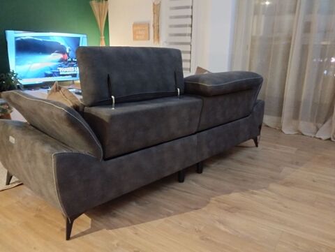 Canap� 3 places en tissu couleur taupe avec relax 280 Le Cap D Agde (34)