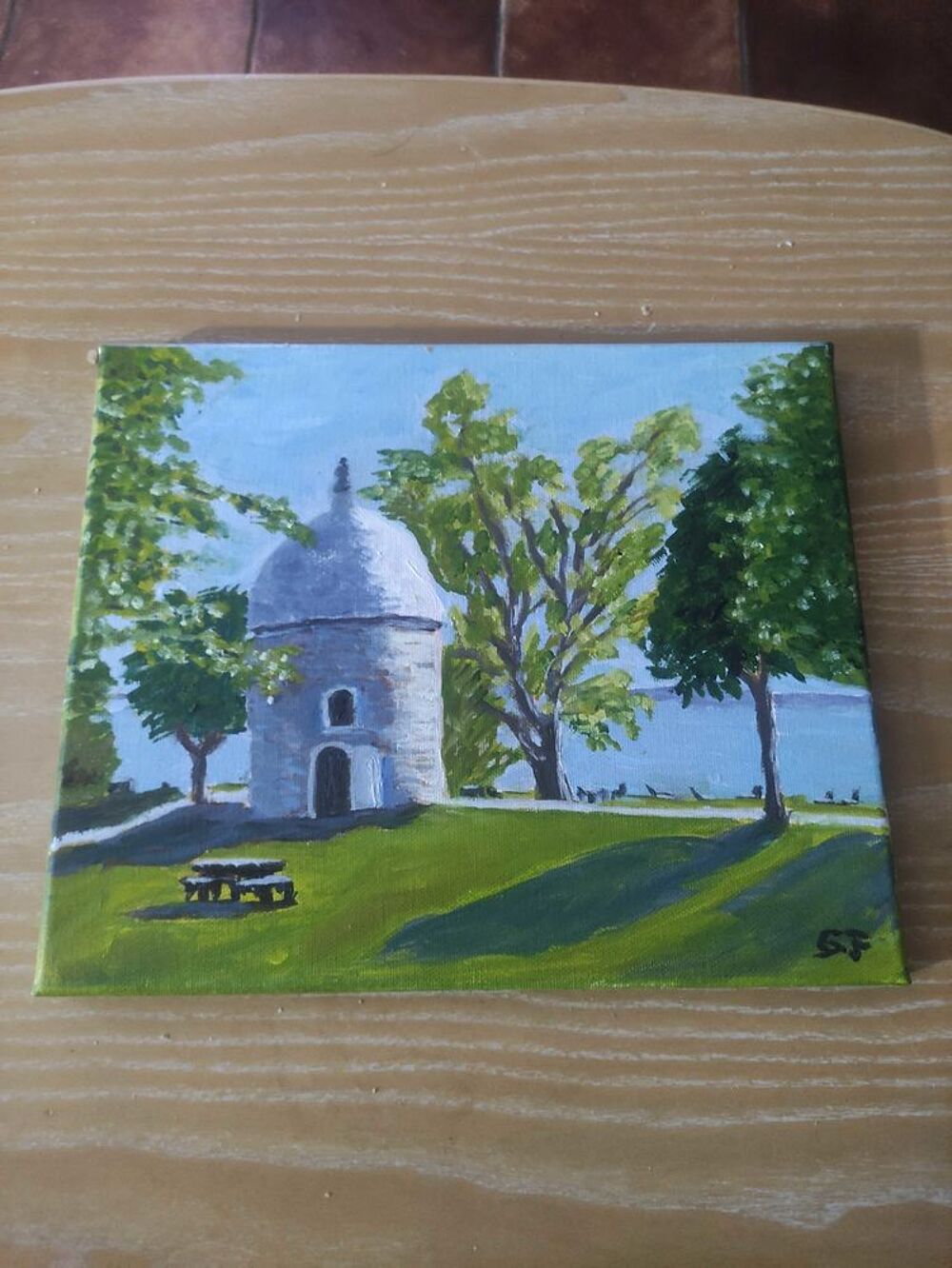 Tableau Chapelle au bord du lac Décoration