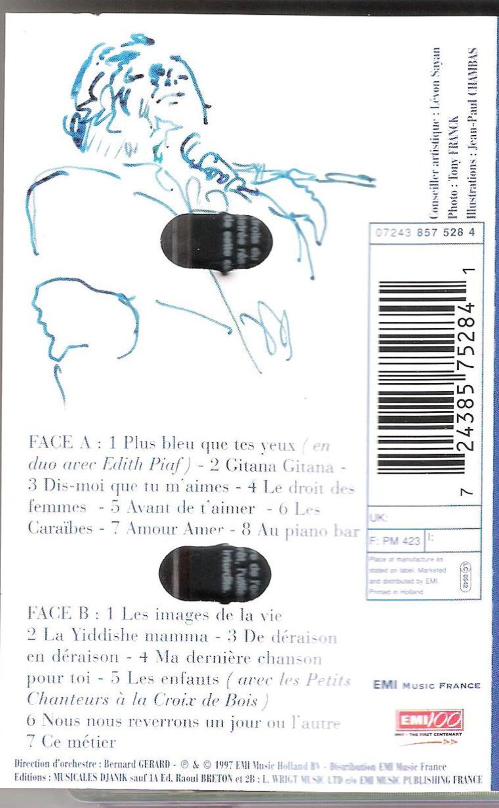 Cassette K7 audio Charles Aznavour 'Plus bleu...' CD et vinyles
