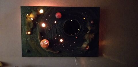 Tableau intitulé : Espace galactique signé :  GIL ARIANE 300 Vitry-sur-Seine (94)