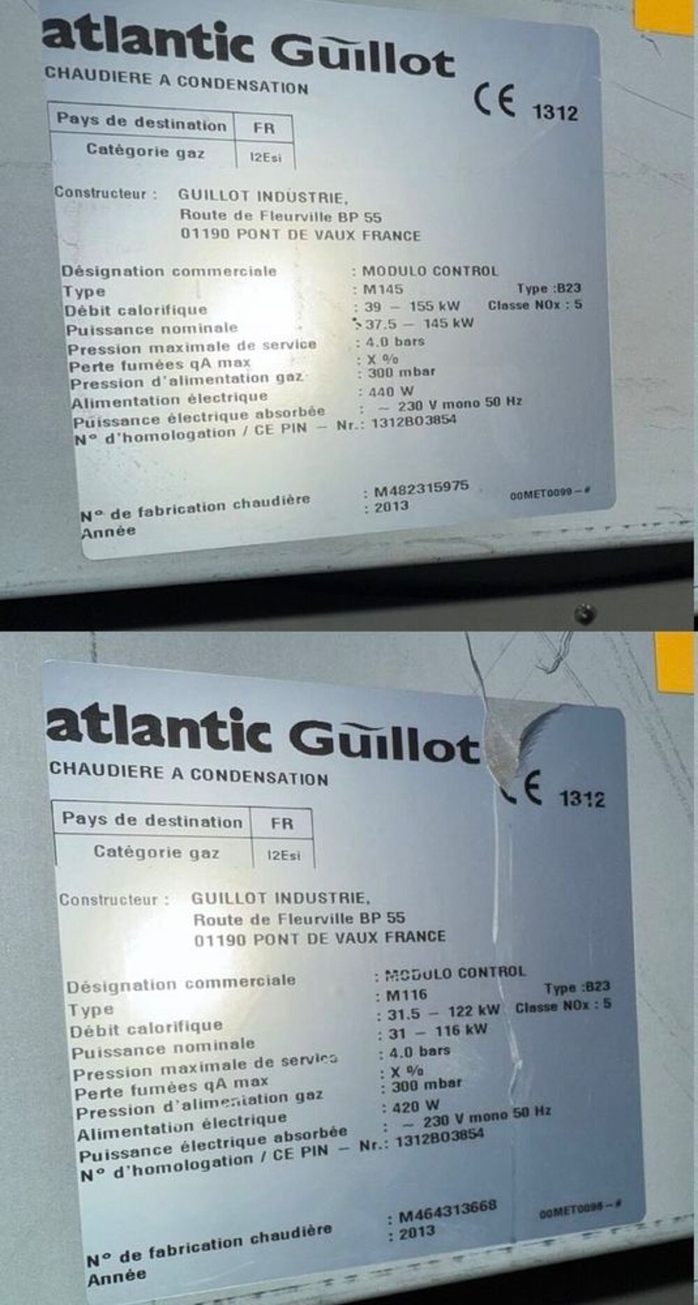 CHAUDI&Egrave;RE ATLANTIC GUILLOT MODULO CONTROL M115&amp;M145 Bricolage