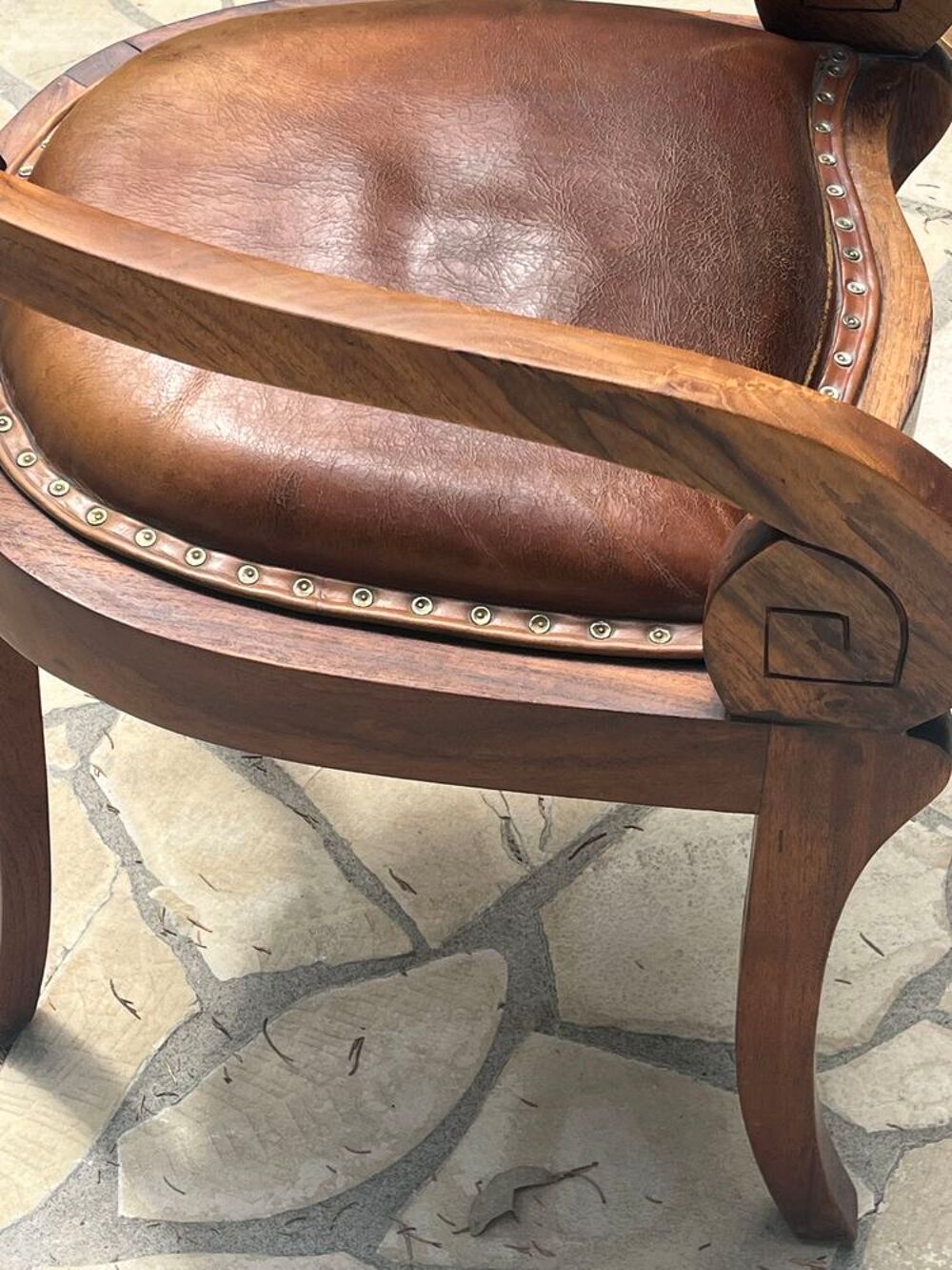 fauteuil de bureau bois massif et cuir Meubles