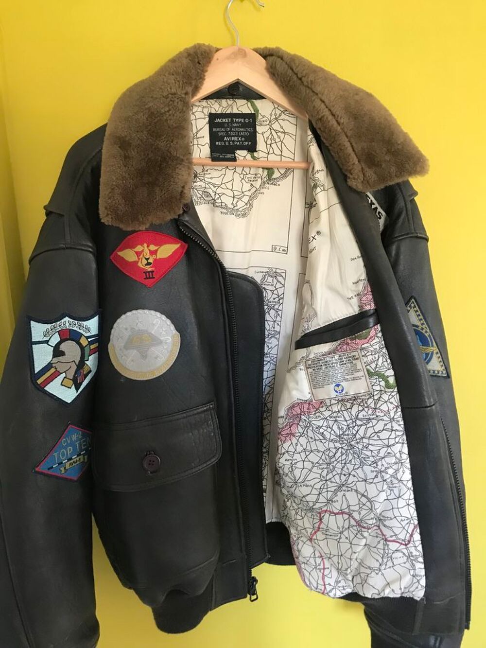 BLOUSON CUIR TOP GUN COLLECTOR PARFAIT &Eacute;TAT MARRON Vêtements