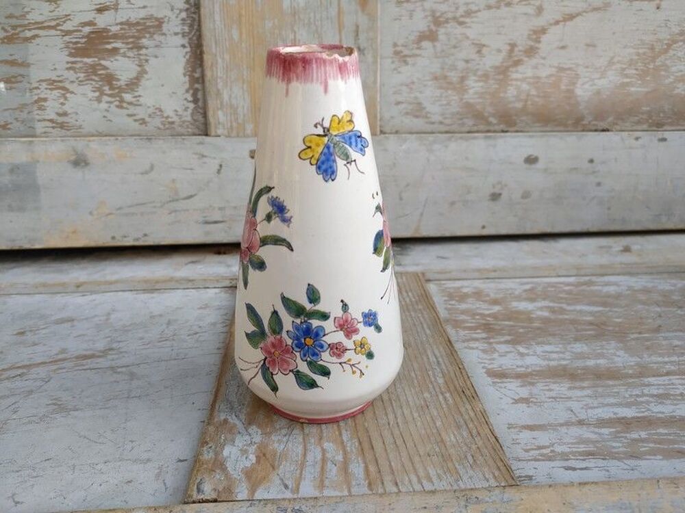 Vase Soliflore D&eacute;cor Fleurs Insectes &Eacute;mile Tessier Malicorne Décoration