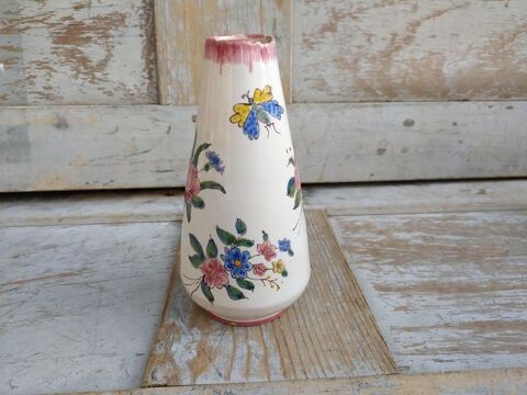 Vase Soliflore Décor Fleurs Insectes Émile Tessier Malicorne 12 Loches (37)