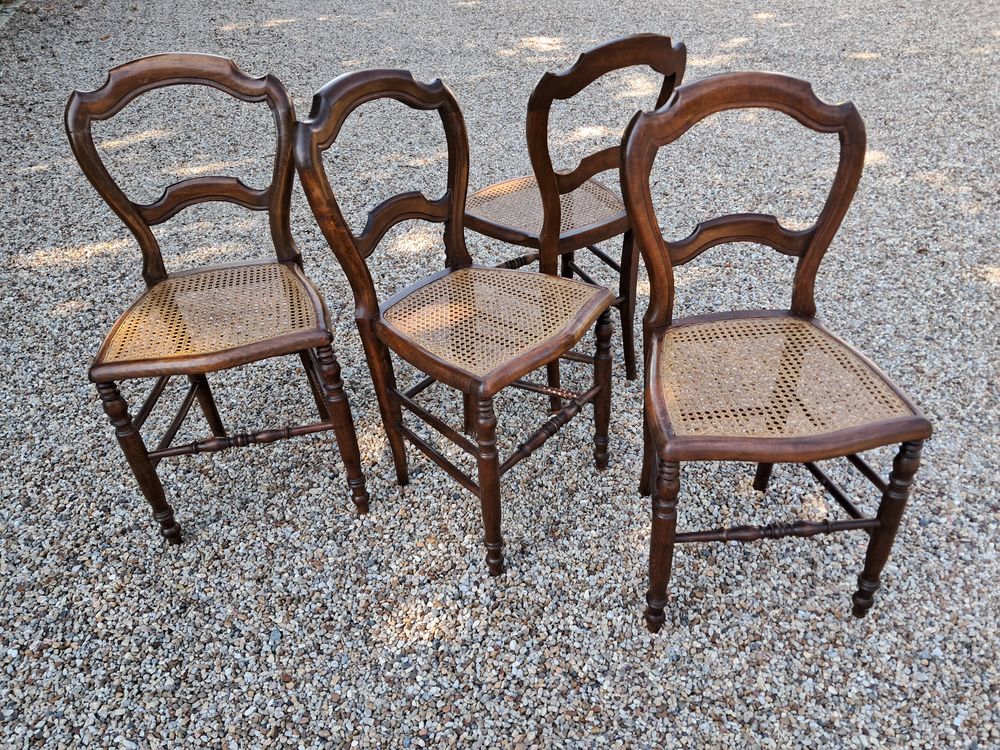 4 chaises cann&eacute;es bois Meubles