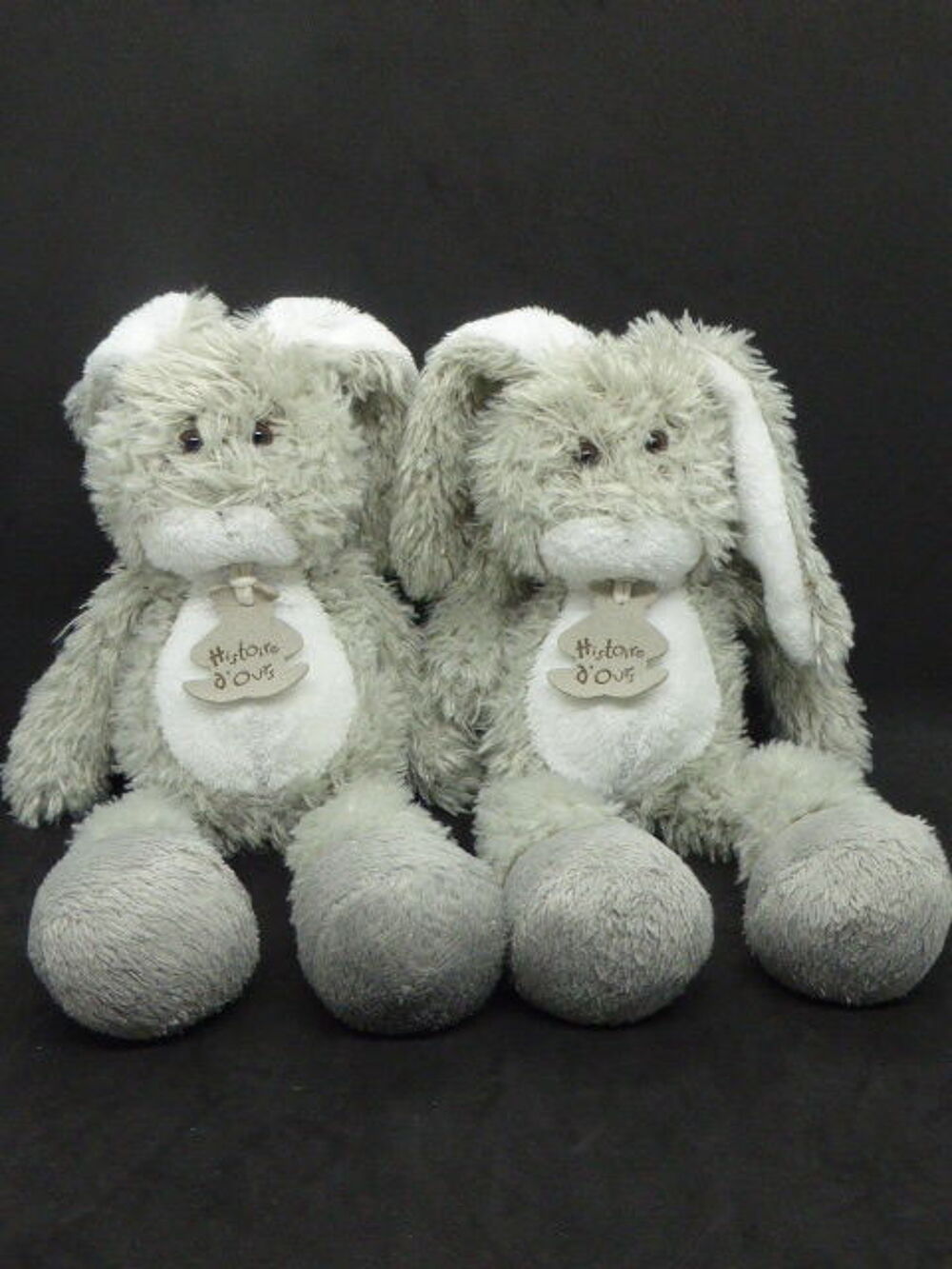 Doudou HISTOIRE D'OURS pantin lapin gris blanc 26 cm Jeux / jouets