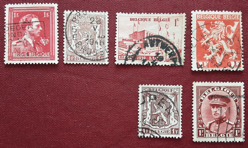 6 timbres &agrave; collection BELGIQUE oblit&eacute;r&eacute;s -1946-1947
