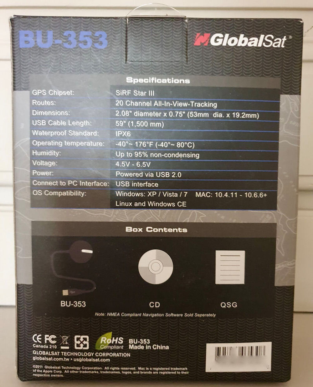 GlobalSat BU353 USB GPS Navigation receiver Matériel informatique