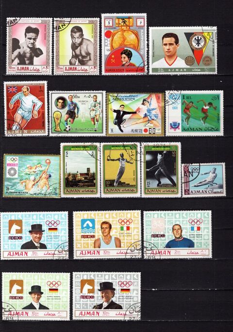 lot de 30 timbres d'AJMAN et de MANAMA sur les SPORTS 2 Les Églisottes-et-Chalaures (33)