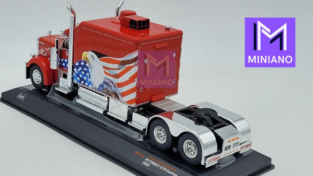 CAMION PETERBILT 379 CUSTOM 2002 ROUGE AVEC DRAPEAU AIGLE 