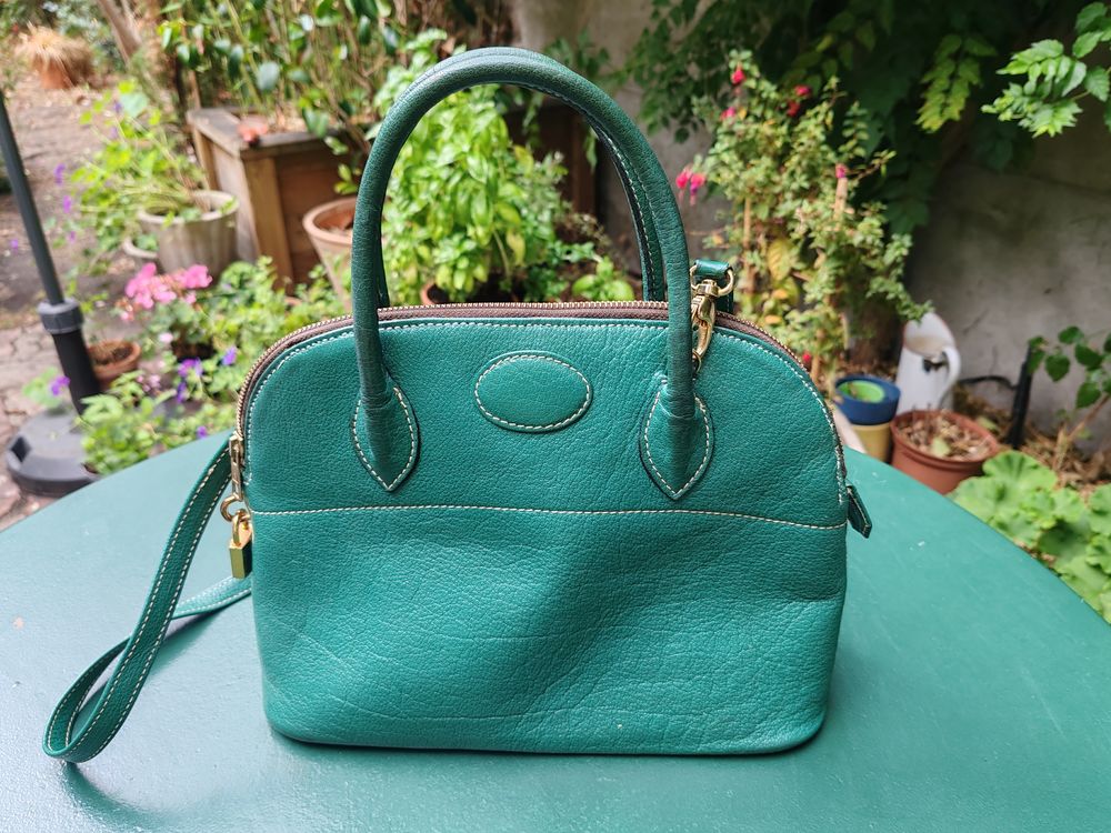 Sac &agrave; main vert - cuir Maroquinerie