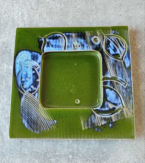 Vide-poche en c�ramique �maill�e vintage sign� , 60/70 45 Clermont (60)