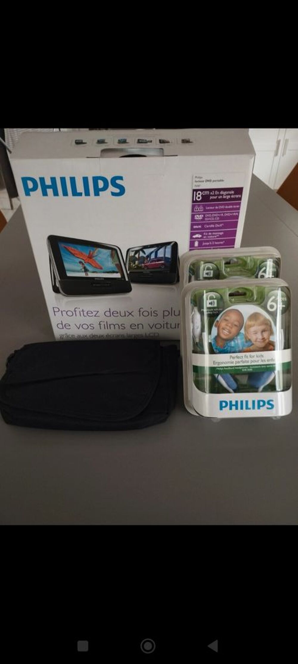 Double lecteur DVD pour voiture Téléphones et tablettes